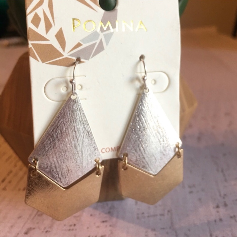 Silver & gold brushed metal earrings